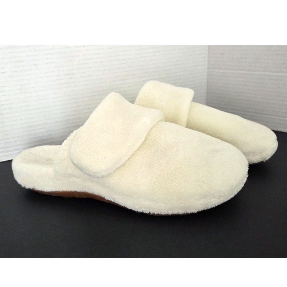 Aetrex Mandy EUC Orthotic Closed Toe Slippers Ivory 11 Arch Support Adjustable